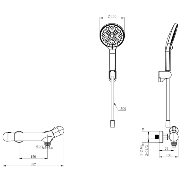 термостат для душа wonzon & woghand ww-b2057-a-mb с душевым гарнитуром, черный матовый термостат для душа wonzon & woghand ww-b2057-a-mb с душевым гарнитуром, черный матовый