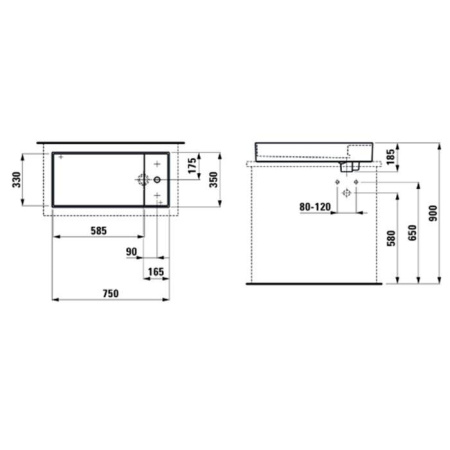 накладная раковина в ванную 75 см laufen kartell 8.1233.2.757.112.1