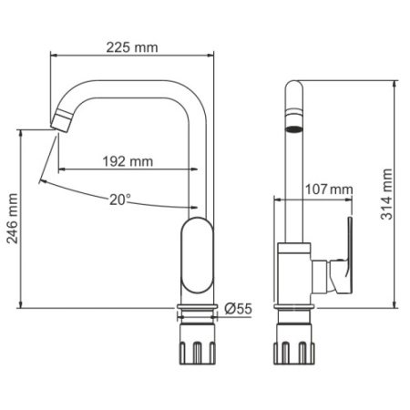 смеситель для кухни wasserkraft elbе 7407 цвет черный матовый