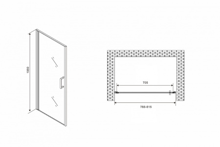 душевая дверь abber sonnenstrand 80 ag04080 профиль хром, стекло прозрачное