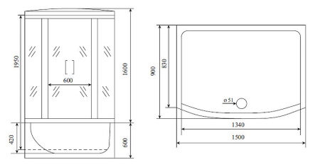 душевой бокс timo lux 150x90 t-7750new с гидромассажем