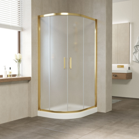 душевой уголок vegas glass zs-f 90*80 09 10 профиль золото, стекло, стекло сатин