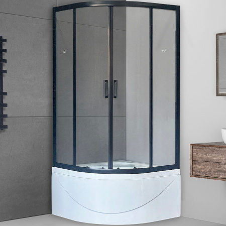 Душевой уголок Royal Bath ВК 100×100 RB100BK-T-BL профиль черный, стекло прозрачное