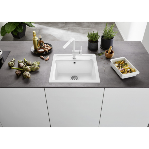 кухонная мойка blanco dalago 5 518525 врезная, silgranit puradur, цвет серый жасмин