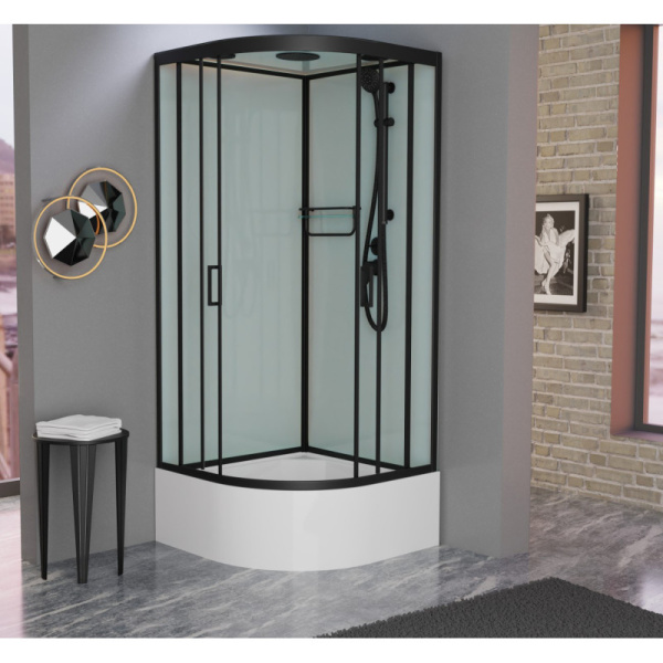 душевая кабина 100x100x220 см frank f400/2 м black 20072 текстурное стекло