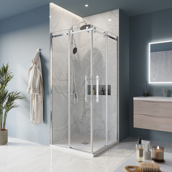 душевой уголок belbagno marino 100x100 marino-a-2-100-c-cr профиль хром стекло прозрачное