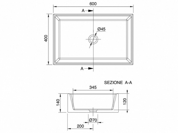 раковина scarabeo teorema 2.0 5101 накладная, прямоугольная, 60x40 см, белая