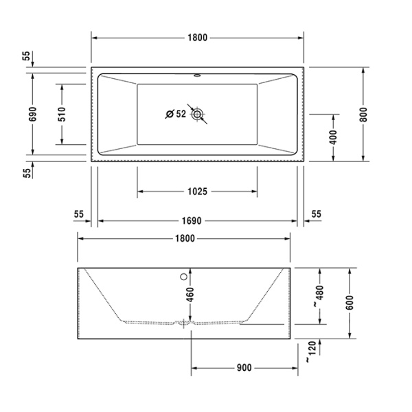 ванна duravit vero air 760417000as0000 акриловая, на каркасе и акрил. панелью, vorwand, 180x80 см, vorwand,белый