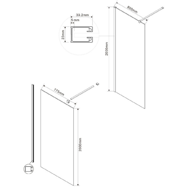 неподвижная перегородка 80 см vincea walk-in vsw-1h800clgm прозрачное