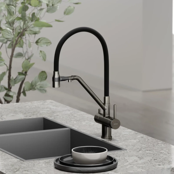 смеситель для кухни sancos dora sc4003gg вороненая сталь черный