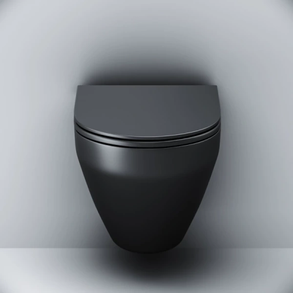 унитаз am.pm spirit v2.0 c701700mbsc подвесной, безободковый, с сиденьем микролифт, черный матовый