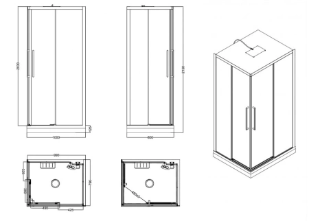 душевая кабина esbano muse esm-108ckr 100x80 l eskm108ckrl без гидромассажа