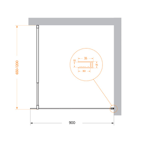 душевая перегородка belbagno kraft 90 kraft-l-1-90-c-nero профиль черный матовый стекло прозрачное
