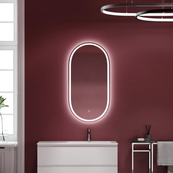 зеркало sancos oval 55 ov55f с подсветкой с сенсорным выключателем и диммером