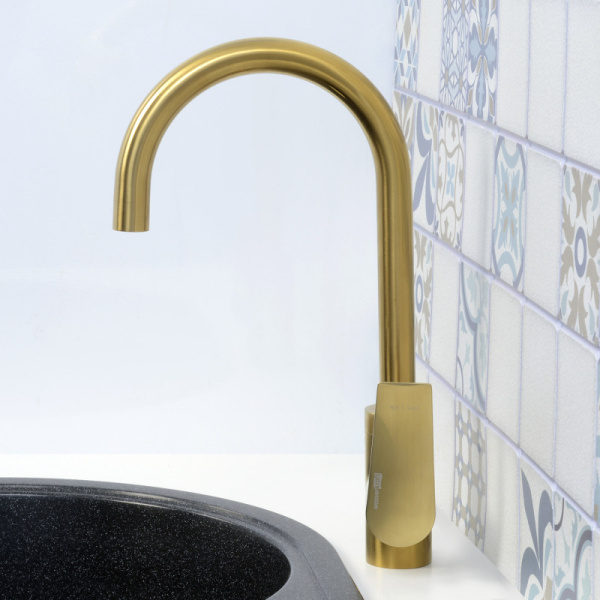 смеситель для кухни wasserkraft aisch 5507 цвет золото матовое