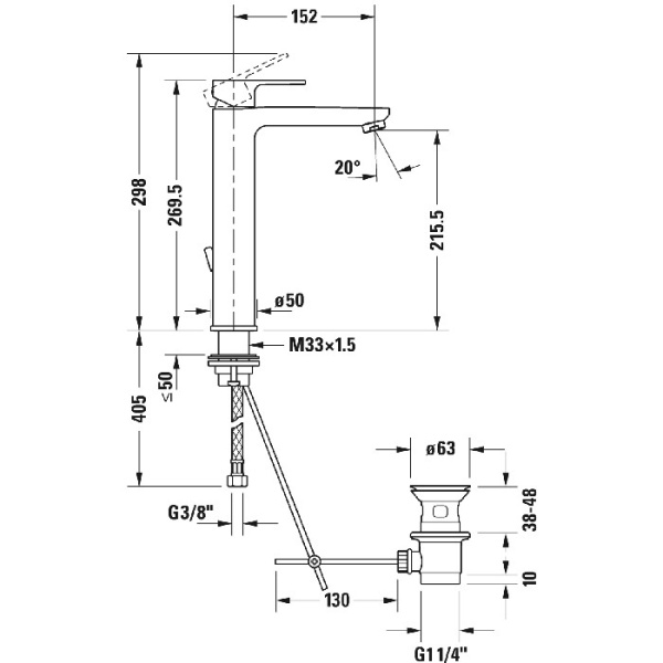смеситель для раковины duravit b.3 b31030001010 смеситель для раковины duravit b.3 b31030001010