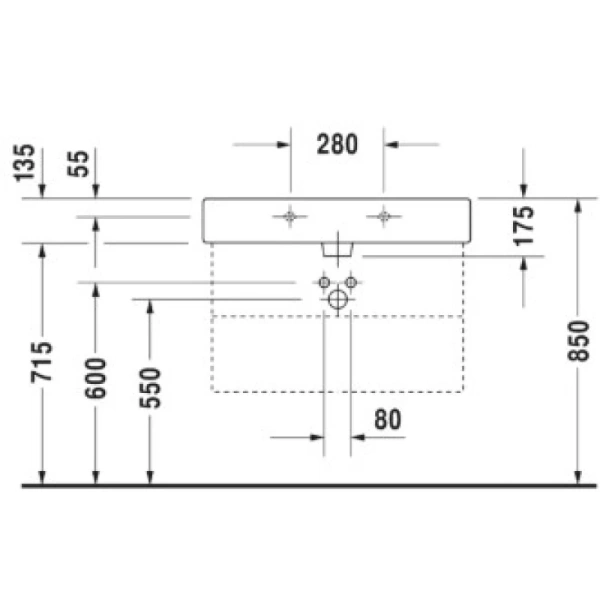 раковина накладная/подвесная 80 см duravit vero 0454800000