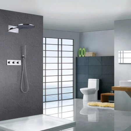 душевой комплект abber wasser kreis af8151 300 мм, с термостатом, хром