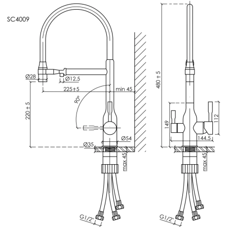 смеситель для кухни sancos garda sc4009ch хром черный