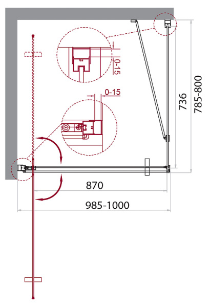 душевой уголок belbagno marmi 100×80 marmi-ah-1-100/80-c-cr профиль хром, стекло прозрачное