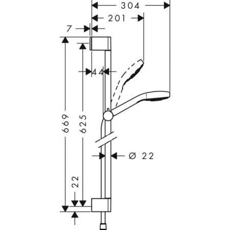 душевой набор 0,65 м hansgrohe croma select e 1jet 26584400