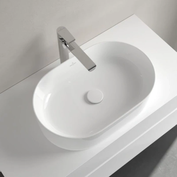 раковина villeroy & boch collaro 4a1956r1 накладная, 56x36 см, альпийский белый с покрытием ceramicplus