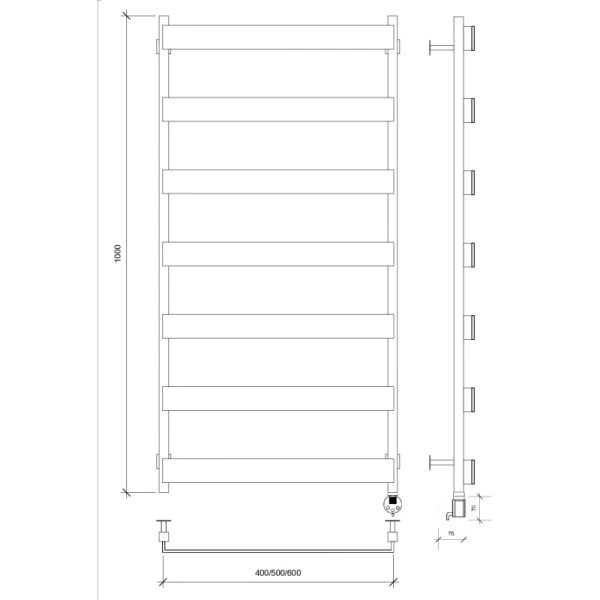 полотенцесушитель электрический 1070x630 тэн правый secado кродо 4673739252413