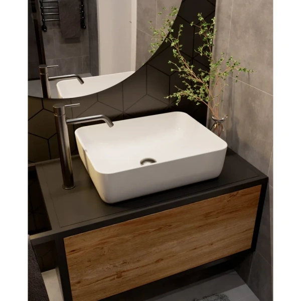 смеситель для раковины aquame siena aqm6214gm без донного клапана, оружейная сталь