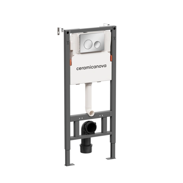 комплект унитаза с инсталляцией ceramica nova new day cn3001_121001ch белый, с крышкой микролифт и кнопкой хром глянцевый