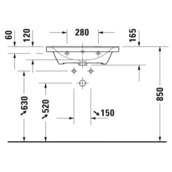 раковина накладная duravit d-neo 65 см, 2367650000, белая