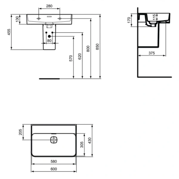 раковина накладная ideal standard strada ii 60 см (t363801)