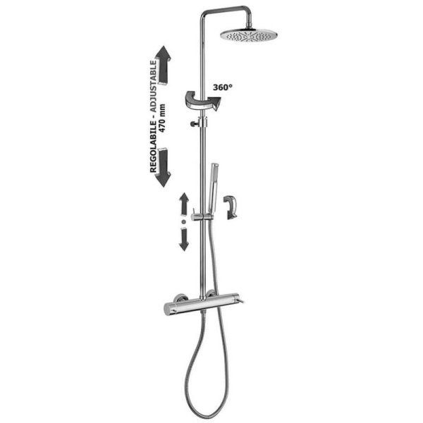 душевая система paffoni mini master zcol599cr 22.5 см, хром глянцевый