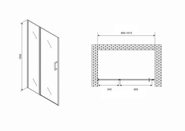 душевая дверь abber sonnenstrand 100 ag04100s профиль хром, стекло прозрачное