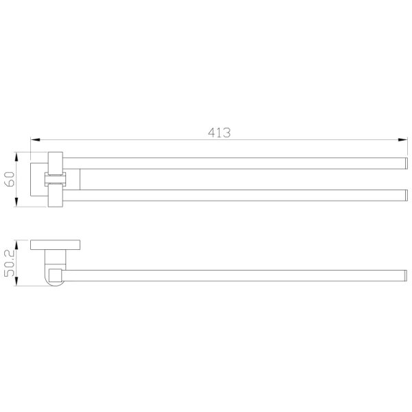 Полотенцедержатель Wonzon & Woghand Flat WW-9731 41,3 см, поворотный, двойной, хром
