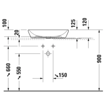 раковина duravit d-neo 2372600070 накладная, 60x40 см, белая