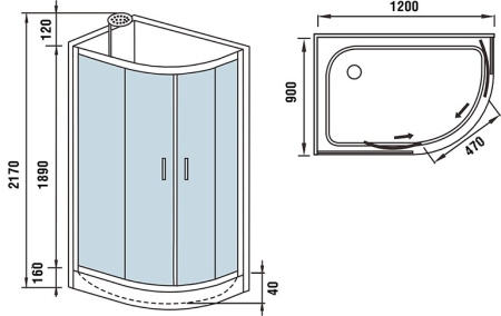 душевая кабина weltwasser ww500 werra 1201 l 120х90 10000003234