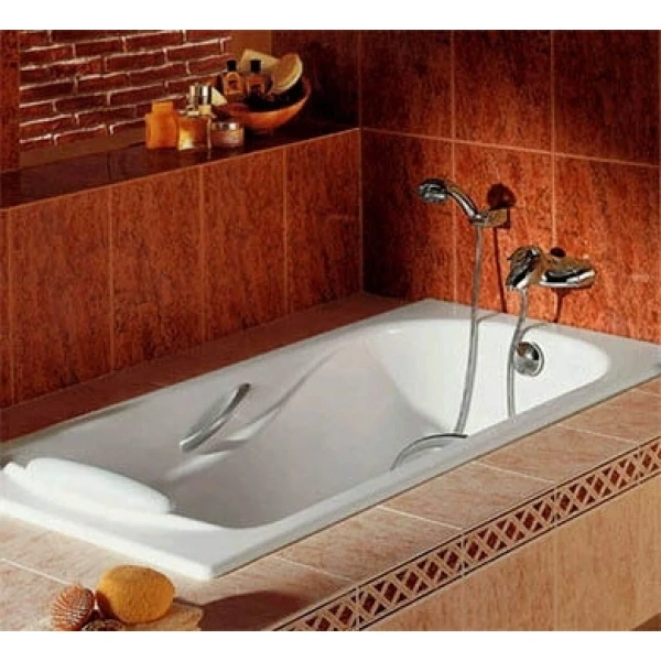 ванна чугунная roca haiti set/2327g000r/526804210/150412330 170x80 см, с ручками, антискользящим покрытием, белый