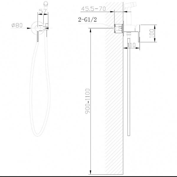 гигиенический комплект abber wasser kreis af8125b, цвет черный матовый