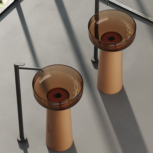 раковина dea design pedestal basin dd2027 480 r1 напольная, без отв., glasstech, прозрачная смола, ø48х88см., sunset r1