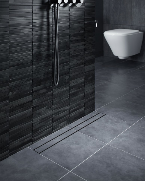 душевой лоток timo drain system 100 ds230210/03 с черной матовой решеткой / под плитку