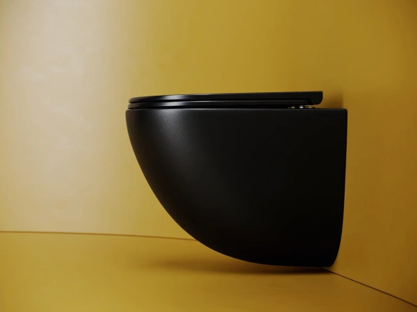 унитаз ceramicanova vogue cn4008tmb подвесной, безободковый, с сиденьем микролифт, черный матовый