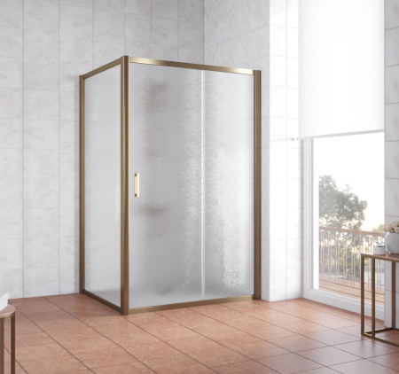 душевой уголок vegas glass zp+zpv 140*90 05 02 профиль бронза, стекло шиншилла
