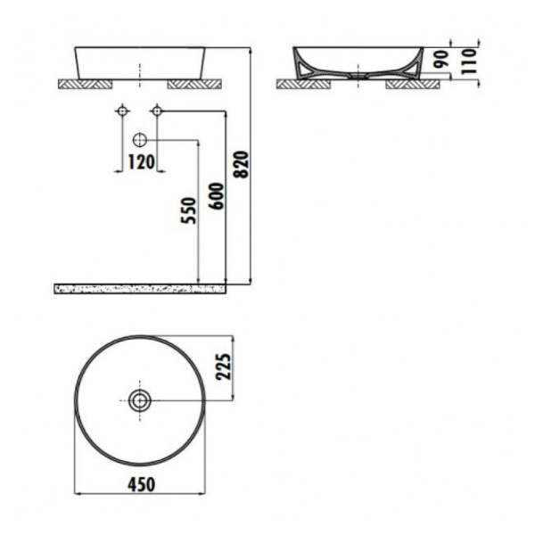 раковина-чаша creavit ultra 45 ul145-00cb00e-0000, белая