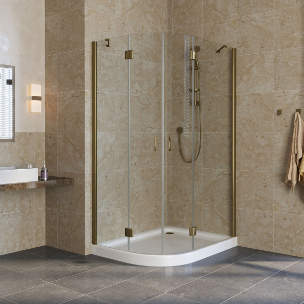 душевой уголок vegas glass afs-fux 110*90 05 01 профиль бронза, стекло прозрачное