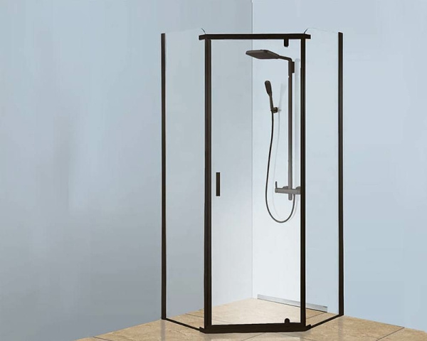 душевой уголок berges solo t black 100×100 061110 профиль черный матовый, стекло прозрачное