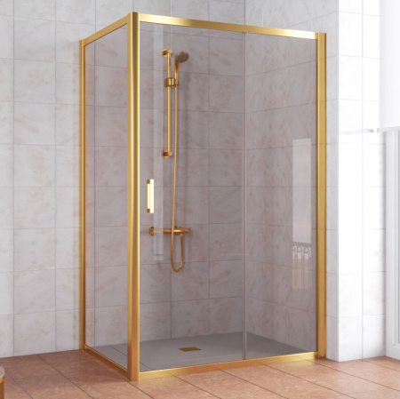 Душевой уголок Vegas Glass ZP+ZPV 140*70 09 05 профиль золото, стекло, стекло бронза