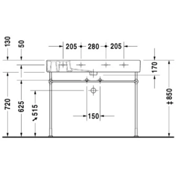 раковина накладная/полувстраиваемая 105 см duravit vero 0329100000