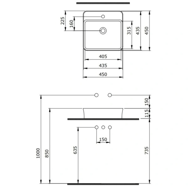 раковина 45x45 см berges ego sl 182014