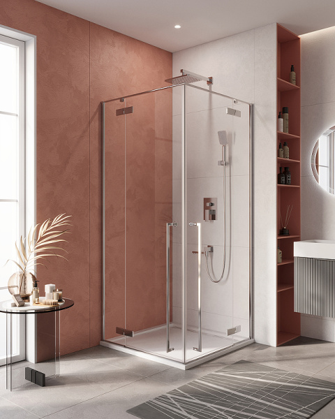 душевой уголок cezares liner 100x100 liner-a-2-100-c-cr профиль хром стекло прозрачное