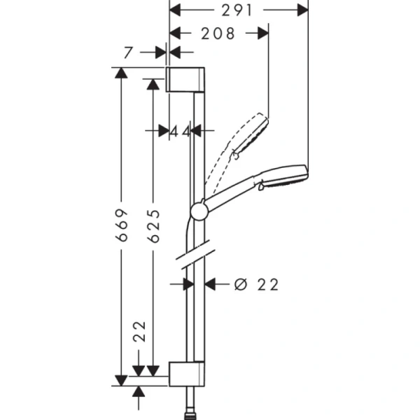 душевой гарнитур hansgrohe crometta 100 vario 0,65м 26651400